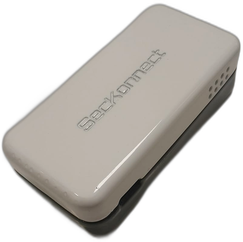 SecKonnect ZTNA Edge Device — top-angle view of the white hardware unit with embossed brand mark
